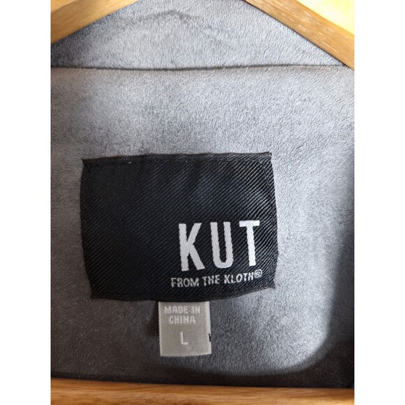 KUT FROM THE KLOTH Faux Suede Eveline Jacket Gray Women's Sz M Moto Biker Grunge - Picture 4 of 11